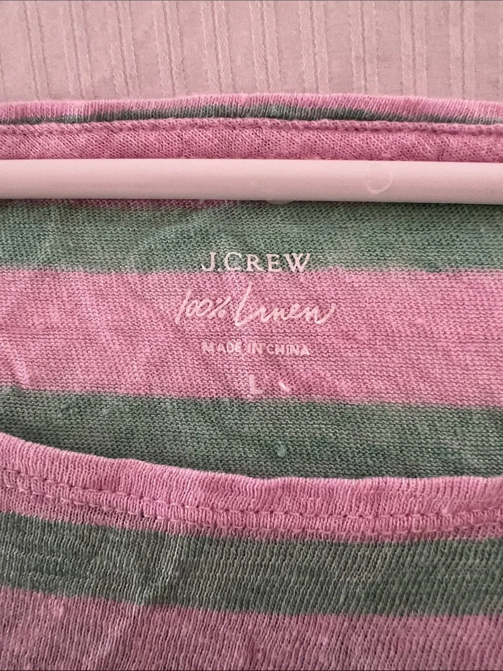 J. Crew Pink and Mint Striped Short Cap Sleeve Tee